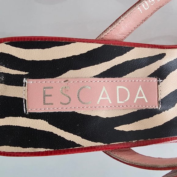 Escada Red Strappy Women's Sandals - Picture 5 of 10